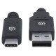 Manhattan Câble USB-C vers USB-A, 2 m, mâle à mâle, 5 Gbit/s (USB 3.2 Gen 1 / USB 3.0), 3 A (charge rapide), noir, garantie à vie