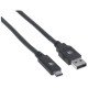 Manhattan Câble USB-C vers USB-A, 2 m, mâle à mâle, 5 Gbit/s (USB 3.2 Gen 1 / USB 3.0), 3 A (charge rapide), noir, garantie à vie
