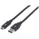 Manhattan Câble USB-C vers USB-A, 2 m, mâle à mâle, 5 Gbit/s (USB 3.2 Gen 1 / USB 3.0), 3 A (charge rapide), noir, garantie à vie