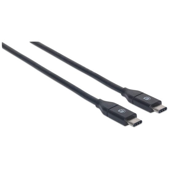 Manhattan Câble USB-C vers USB-C, 50 cm, mâle à mâle, 10 Gbit/s (USB 3.2 Gen 2 / USB 3.1), 3 A (charge rapide), noir, garantie à vie, équivalent à USB31CC50CM