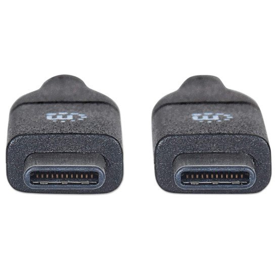 Manhattan Câble USB-C vers USB-C, 50 cm, mâle à mâle, 10 Gbit/s (USB 3.2 Gen 2 / USB 3.1), 3 A (charge rapide), noir, garantie à vie, équivalent à USB31CC50CM
