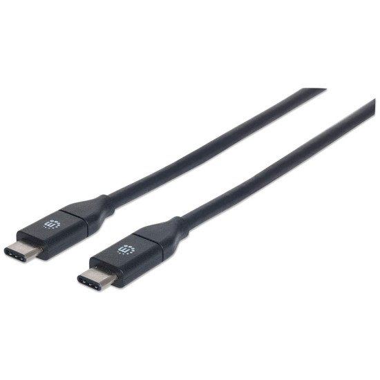 Manhattan Câble USB-C vers USB-C, 50 cm, mâle à mâle, 10 Gbit/s (USB 3.2 Gen 2 / USB 3.1), 3 A (charge rapide), noir, garantie à vie, équivalent à USB31CC50CM