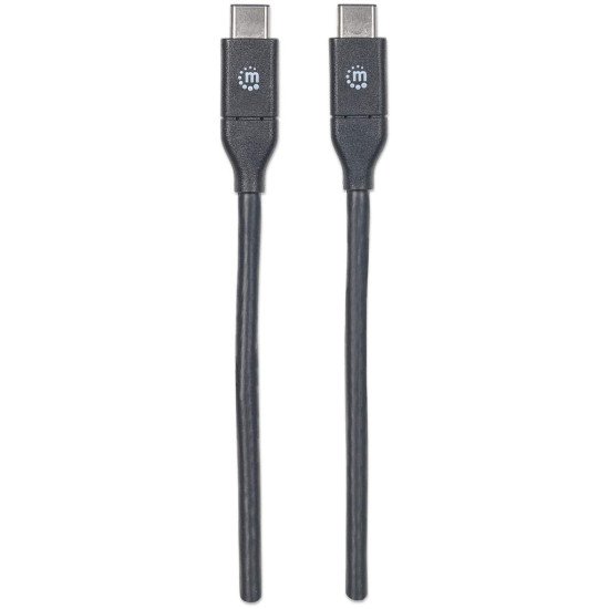 Manhattan Câble USB-C vers USB-C, 50 cm, mâle à mâle, 10 Gbit/s (USB 3.2 Gen 2 / USB 3.1), 3 A (charge rapide), noir, garantie à vie, équivalent à USB31CC50CM
