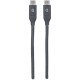 Manhattan Câble USB-C vers USB-C, 50 cm, mâle à mâle, 10 Gbit/s (USB 3.2 Gen 2 / USB 3.1), 3 A (charge rapide), noir, garantie à vie, équivalent à USB31CC50CM
