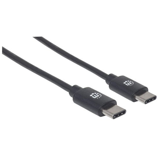 Manhattan Câble USB-C vers USB-C, 3 m, mâle à mâle, 480 Mbit/s (USB 2.0), noir, garantie à vie, équivalent à USB2CC3M