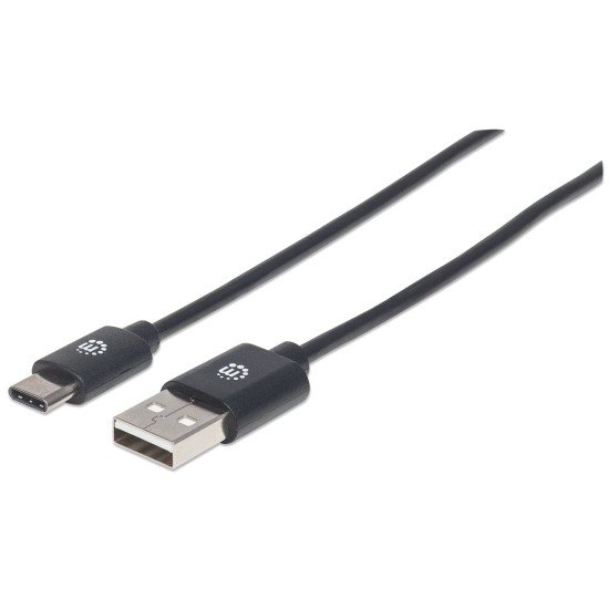 Manhattan Câble USB-C vers USB-A, 3 m, mâle à mâle, 480 Mbit/s (USB 2.0), noir, garantie à vie