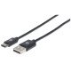 Manhattan Câble USB-C vers USB-A, 3 m, mâle à mâle, 480 Mbit/s (USB 2.0), noir, garantie à vie