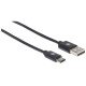 Manhattan Câble USB-C vers USB-A, 3 m, mâle à mâle, 480 Mbit/s (USB 2.0), noir, garantie à vie