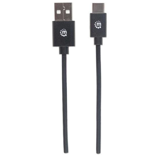 Manhattan Câble USB-C vers USB-A, 3 m, mâle à mâle, 480 Mbit/s (USB 2.0), noir, garantie à vie