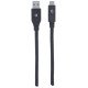 Manhattan Câble USB-C vers USB-A, 3 m, mâle à mâle, 5 Gbit/s (USB 3.2 Gen 1 / USB 3.0), 3 A (charge rapide), noir, garantie à vie