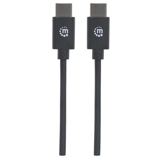 Manhattan Câble USB-C vers USB-C, 2 m, mâle à mâle, 480 Mbit/s (USB 2.0), 3 A, noir, garantie à vie, équivalent à USB2CC2M