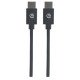Manhattan Câble USB-C vers USB-C, 2 m, mâle à mâle, 480 Mbit/s (USB 2.0), 3 A, noir, garantie à vie, équivalent à USB2CC2M