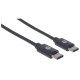 Manhattan Câble USB-C vers USB-C, 2 m, mâle à mâle, 480 Mbit/s (USB 2.0), 3 A, noir, garantie à vie, équivalent à USB2CC2M