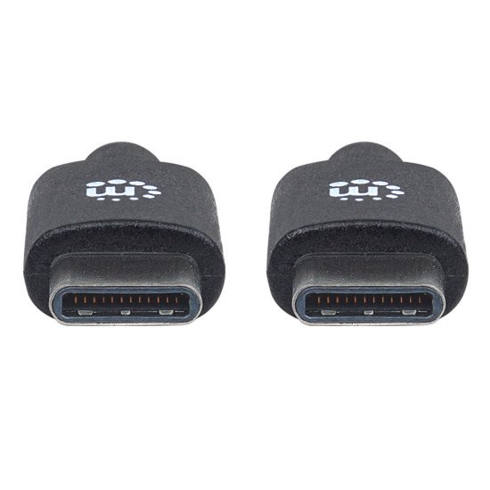 Manhattan Câble USB-C vers USB-C, 2 m, mâle à mâle, 480 Mbit/s (USB 2.0), 3 A, noir, garantie à vie, équivalent à USB2CC2M