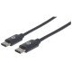 Manhattan Câble USB-C vers USB-C, 2 m, mâle à mâle, 480 Mbit/s (USB 2.0), 3 A, noir, garantie à vie, équivalent à USB2CC2M