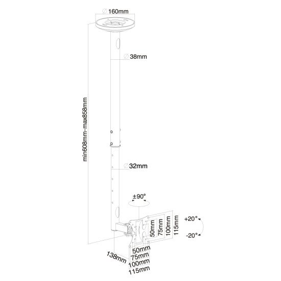 Newstar Support de plafond écrans plat