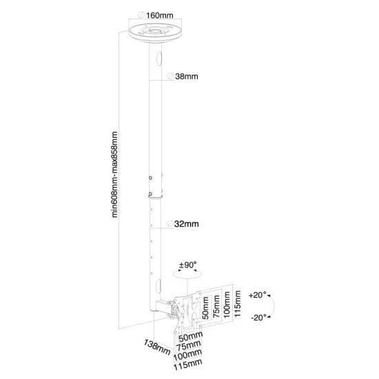 Newstar Support de plafond écrans plat Newstar Support de plafond écrans plat