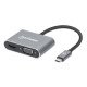 Manhattan Dock/hub USB-C, 4 ports : HDMI, USB-A, USB-C et VGA, avec Power Delivery (PD) 87 W - nécessite un chargeur USB-C externe (non inclus). Alimenté par USB (aucune alimentation externe requise) lorsque le PD n'est pas utilisé, aluminium