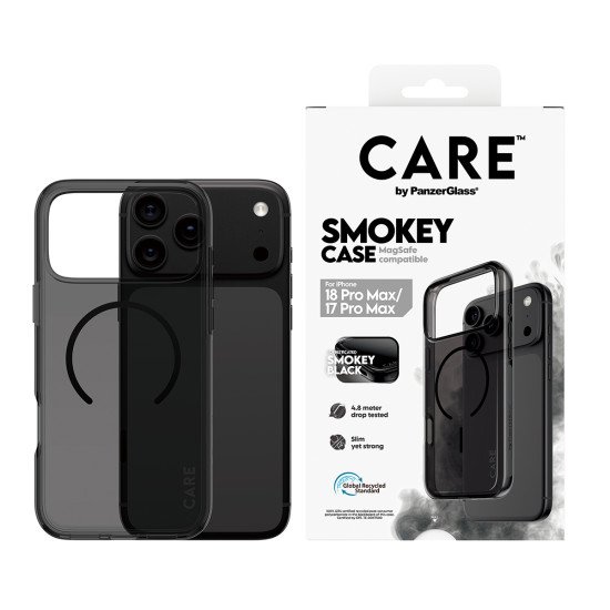 PanzerGlass CARE™ by ® Smokey Case w. Black MagSafe iPhone 2026 Pro Max | 17 Pro Max coque de protection pour téléphones portables Housse Transparent