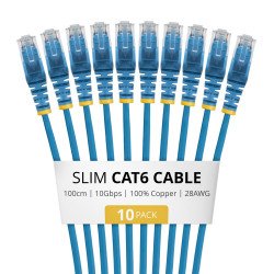StarTech.com N6PAT100CMBLS10PK câble de réseau Bleu 1 m Cat6 U/UTP (UTP)