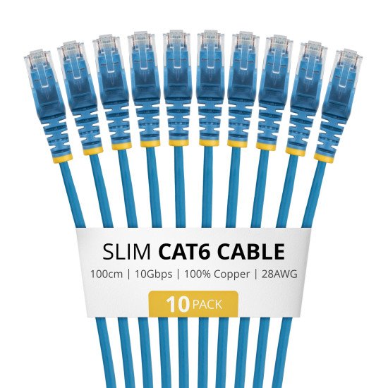 StarTech.com N6PAT100CMBLS10PK câble de réseau Bleu 1 m Cat6 U/UTP (UTP)