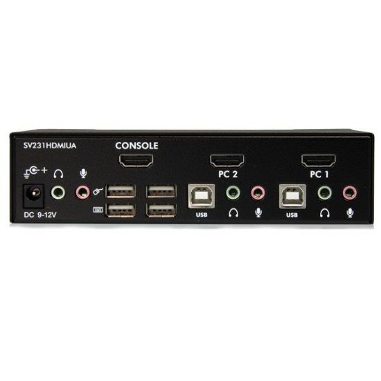 StarTech.com Commutateur KVM HDMI USB 2 ports avec audio et concentrateur USB 2.0