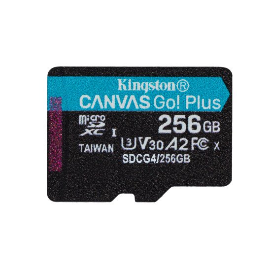 Kingston Technology Carte microSDXC Canvas Go Plus Gen4 200R A2 U3 de 256 Go, pack unique sans ADP Kingston Technology Carte microSDXC Canvas Go Plus Gen4 200R A2 U3 de 256 Go, pack unique sans ADP