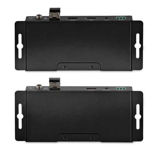 StarTech.com Kit Extender HDMI Fibre Optique - 4K60Hz jusqu'à 1km (Monomode) ou 300m (Multimode) Fibre optique LC, HDR, HDCP, Audio 3.5mm/RS232/Extender IR - Prolongateur/Extension HDMI - Kit Émetteur et Récepteur