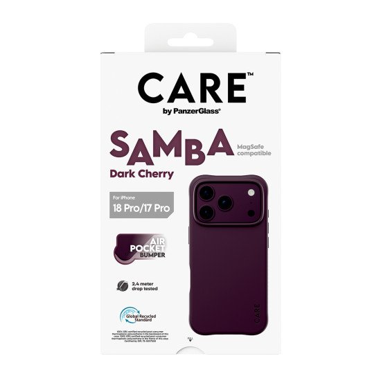 PanzerGlass CARE™ by ® Samba Case Dark Cherry w. MagSafe iPhone 2026 Pro | 17 Pro coque de protection pour téléphones portables Housse Transparent
