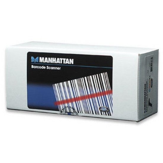 Manhattan Scanner de codes-barres CCD portable longue portée, USB, profondeur de lecture 500 mm, câble 1,5 m, lumière ambiante max. 30 000 lux, noir, garantie 3 ans