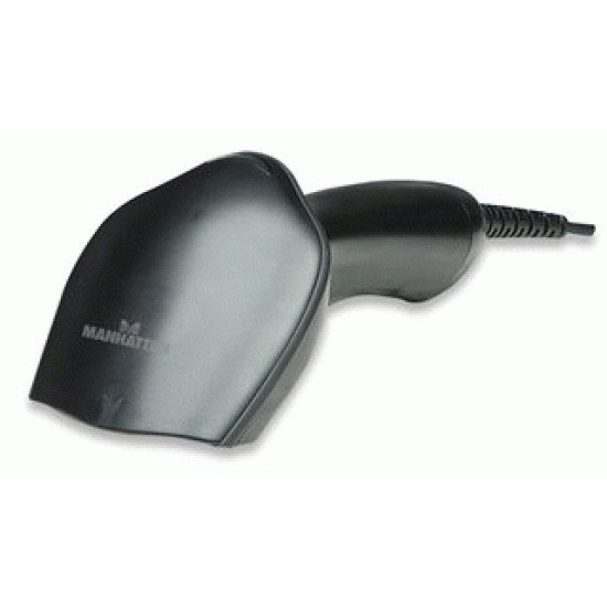 Manhattan Scanner de codes-barres CCD portable longue portée, USB, profondeur de lecture 500 mm, câble 1,5 m, lumière ambiante max. 30 000 lux, noir, garantie 3 ans