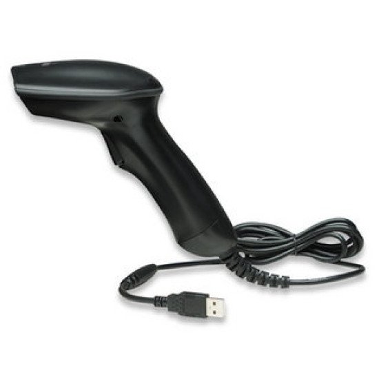 Manhattan Scanner de codes-barres CCD portable longue portée, USB, profondeur de lecture 500 mm, câble 1,5 m, lumière ambiante max. 30 000 lux, noir, garantie 3 ans