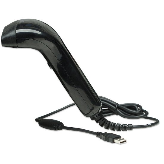 Manhattan Scanner de codes-barres CCD filaire, USB, largeur de lecture 80 mm, câble 152 cm, luminosité ambiante max. 3 000 lux, noir, garantie 3 ans