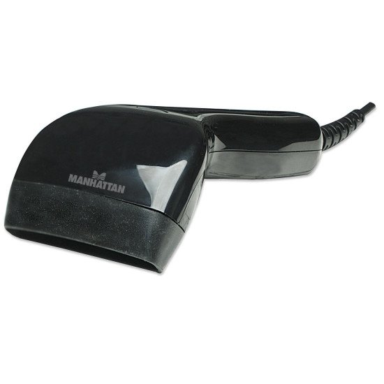 Manhattan Scanner de codes-barres CCD filaire, USB, largeur de lecture 80 mm, câble 152 cm, luminosité ambiante max. 3 000 lux, noir, garantie 3 ans