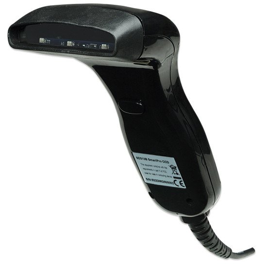 Manhattan Scanner de codes-barres CCD filaire, USB, largeur de lecture 80 mm, câble 152 cm, luminosité ambiante max. 3 000 lux, noir, garantie 3 ans