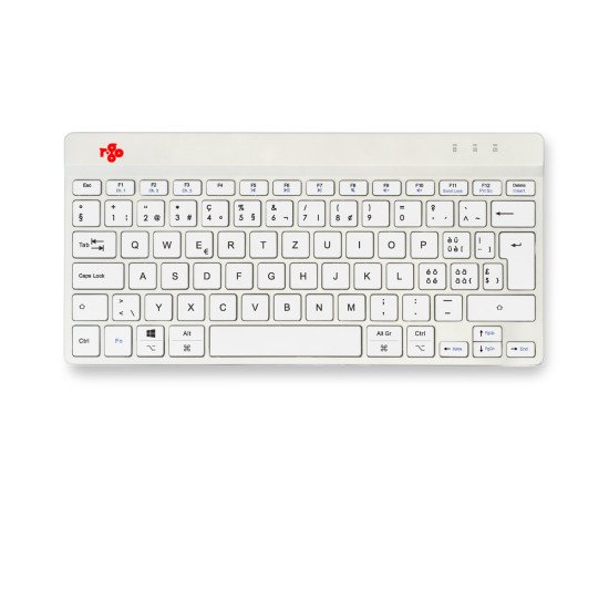 R-Go Tools Clavier ergonomique R-Go Compact Break, clavier compact avec logiciel de pause,QWERTZ (CH), Bluetooth, blanc