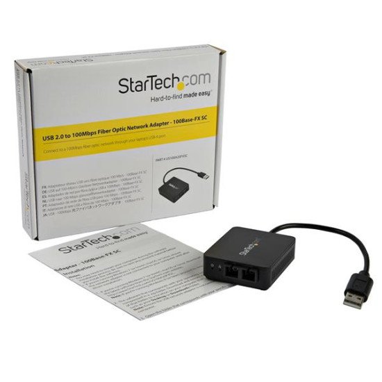 StarTech.com Adaptateur réseau USB 2.0 vers fibre optique SC jusqu'à 2 km - USB vers Ethernet 10/100 Mbps