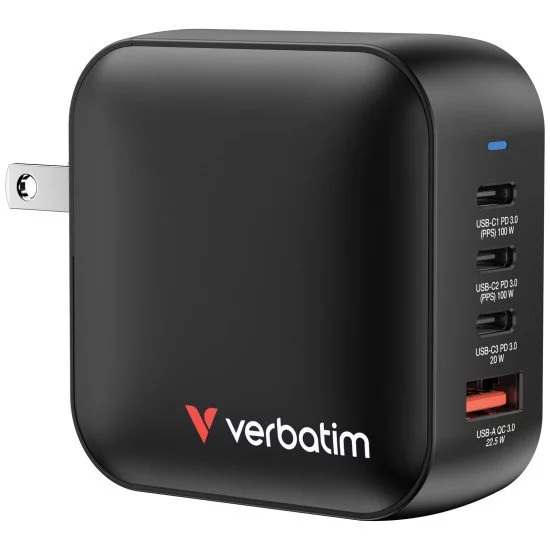 Verbatim Mini GaN Charger 100W Universel Noir Secteur Charge rapide Intérieure Verbatim Mini GaN Charger 100W Universel Noir Secteur Charge rapide Intérieure