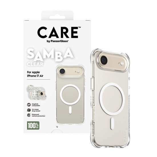 PanzerGlass CARE by ® Fashionable Case Samba Transparent w. White MagSafe iPhone 17 Air coque de protection pour téléphones portables Housse PanzerGlass CARE by ® Fashionable Case Samba Transparent w. White MagSafe iPhone 17 Air coque de protection pour téléphones portables Housse