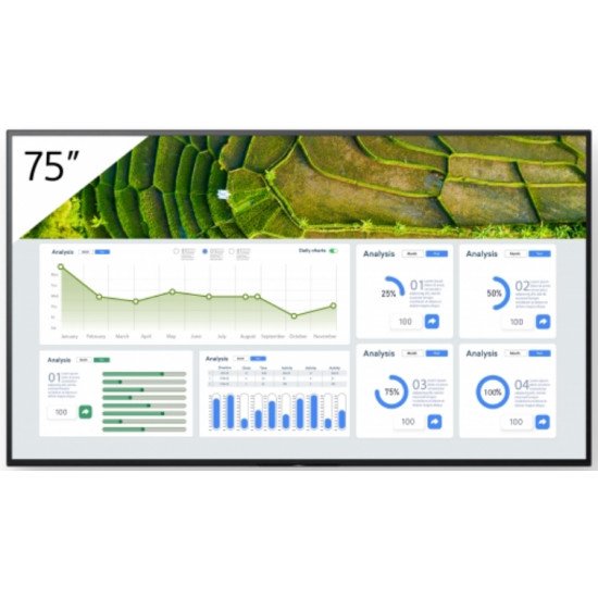 Sony FW-75BZ30L affichage de messages Panneau plat de signalisation numérique 190,5 cm (75") LCD Wifi 440 cd/m² 4K Ultra HD Noir Android 24/7