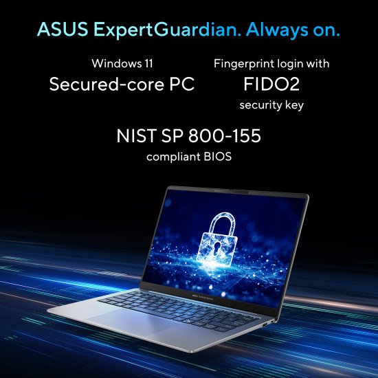 ASUS ExpertBook P5 P5405CSA-NZ0195X Intel Core Ultra 7 258V Ordinateur portable 35,6 cm (14") WQXGA 32 Go LPDDR5x-SDRAM 1 To SSD Wi-Fi 6E (802.11ax) Windows 11 Pro US International Gris