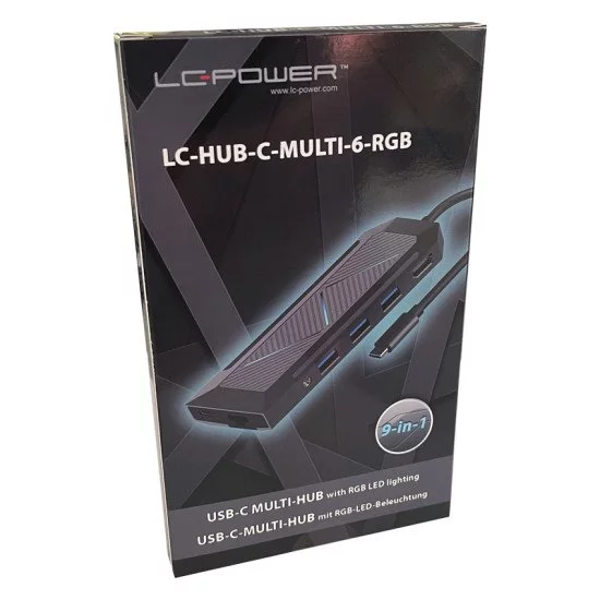 LC-Power LC-HUB-C-MULTI-6-RGB hub & concentrateur USB 3.2 Gen 2 (3.1 Gen 2) Type-C 5000 Mbit/s Noir LC-Power LC-HUB-C-MULTI-6-RGB hub & concentrateur USB 3.2 Gen 2 (3.1 Gen 2) Type-C 5000 Mbit/s Noir