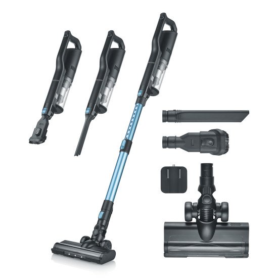 Severin HV 7151 aspirateur balai et balai électrique Batterie Sec HEPA Sans sac 300 W Noir, Bleu, Argent 2,2 Ah Severin HV 7151 aspirateur balai et balai électrique Batterie Sec HEPA Sans sac 300 W Noir, Bleu, Argent 2,2 Ah