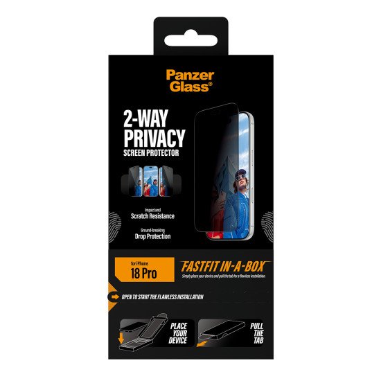 PanzerGlass ® 2-Way Privacy Screen Protector iPhone 2026 Pro | Ultra-Wide Fit w. FASTFIT IN-A-BOX Protection d'écran transparent 1 pièce(s)
