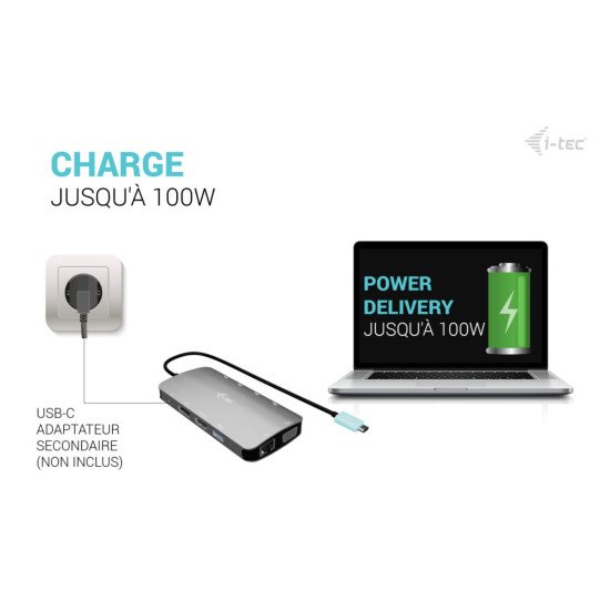 i-tec USB-C Metal Nano 3x Display (DP, HDMI and VGA) Docking Station + Power Delivery 100 W