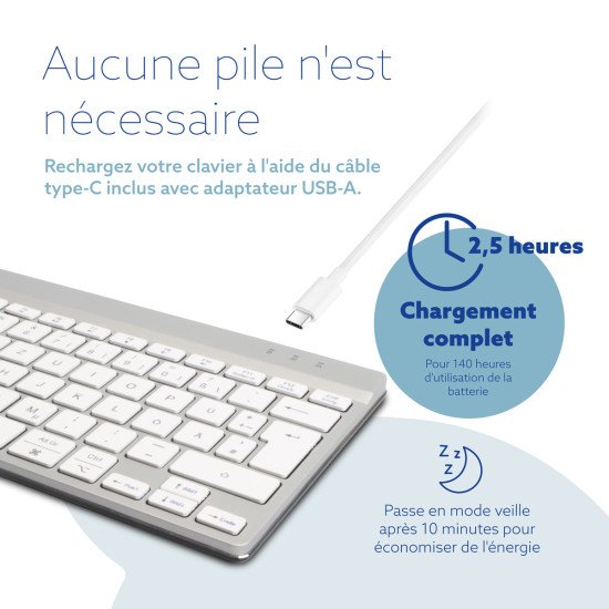 R-Go Tools Clavier ergonomique R-Go Compact Break, clavier compact avec logiciel de pause,QWERTZ (DE), Bluetooth, blanc