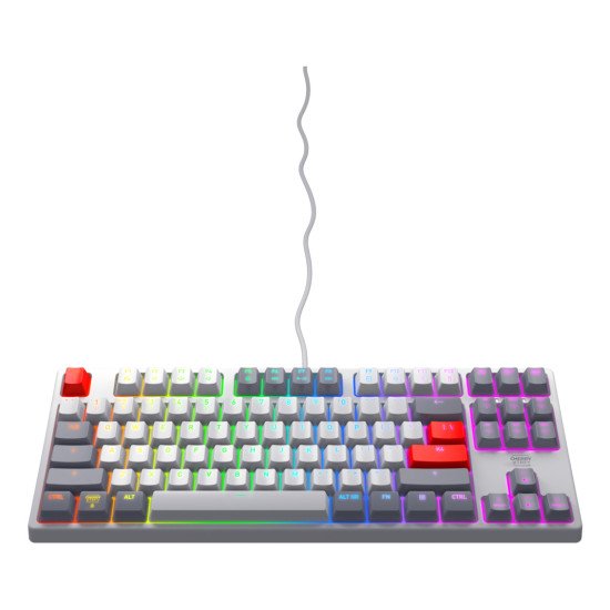 CHERRY K4V2 TKL clavier Gaming USB QWERTY Anglais américain Gris, Gris clair, Rouge