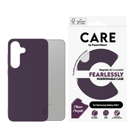 PanzerGlass CARE by ® Fashionable Case Plum Purple w. Qi Compatible Samsung Galaxy S25+ coque de protection pour téléphones portables Housse Violet PanzerGlass CARE by ® Fashionable Case Plum Purple w. Qi Compatible Samsung Galaxy S25+ coque de protection pour téléphones portables Housse Violet