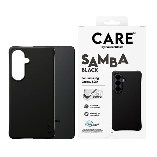 PanzerGlass CARE™ by ® Samba Case Black w. Qi Samsung Galaxy S26+ coque de protection pour téléphones portables Housse Noir
