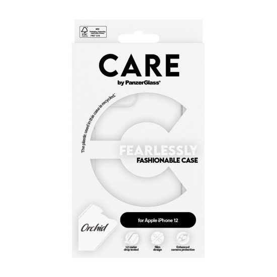 PanzerGlass CARE™ by ® Case White Orchid iPhone 12 coque de protection pour téléphones portables Housse Blanc